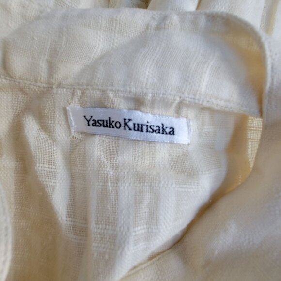 Yasuko Kurisaka Cathy Jacket Ivory Plaid Asymmetric Oversized Pocket Lightweight - Picture 3 of 8